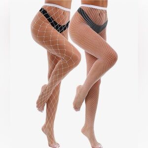 2 pair of Fishnet tights white color high waist